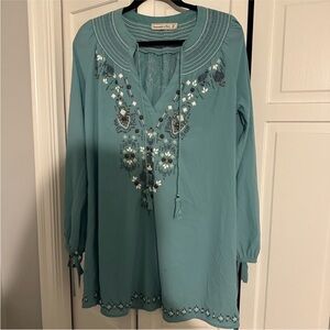 Abercrombie & Fitch Blue Embroidered Mini Dress